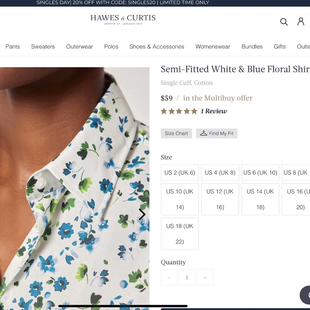 HAWES & CURTIS fitted cotton blend floral button up - Picture 15 of 16